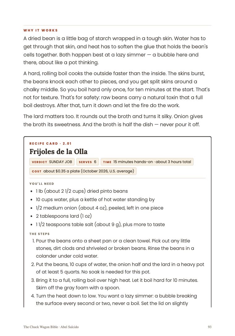 Page 93: the recipe card for frijoles de la olla